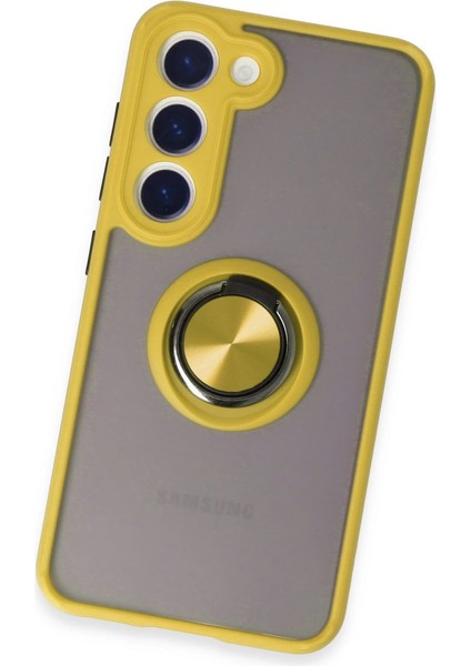Samsung Galaxy S23 Kılıf Montreal Yüzüklü Silikon Kapak - Sarı modelleri