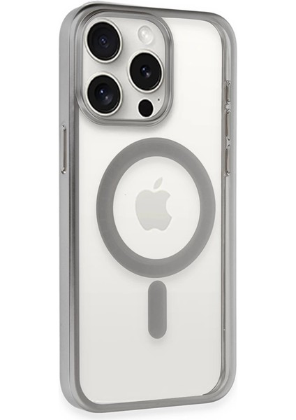 Iphone 15 Pro Max Kılıf Erozi Magsafe Kapak - Gümüş modelleri
