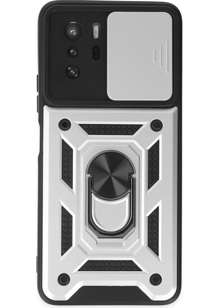 Xiaomi Poco X3 Gt Kılıf Pars Lens Yüzüklü Silikon - Gümüş