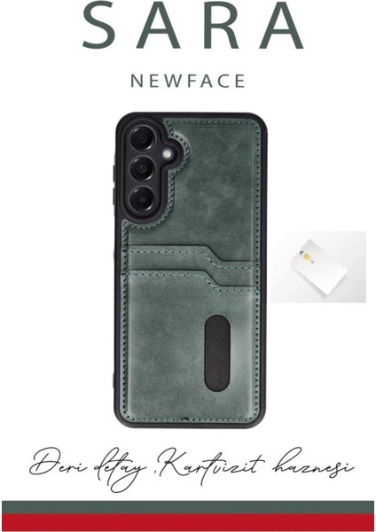 Samsung Galaxy S24 Fe Kılıf Sara Kartvizitli Deri Kılıf - Koyu Yeşil fiyatları