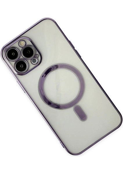Iphone 14 Pro Kılıf Magneticsafe Lazer Silikon - Mor modelleri