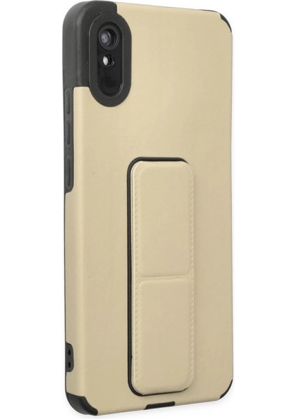 Xiaomi Redmi 9A Kılıf Mega Standlı Silikon - Gold fiyatları