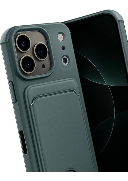 Apple Iphone 17 Pro Kelvin Kartvizitli Silikon - Koyu Yeşil modelleri