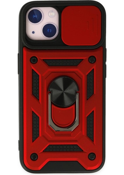 Iphone 14 Kılıf Pars Lens Yüzüklü Silikon - Kırmızı