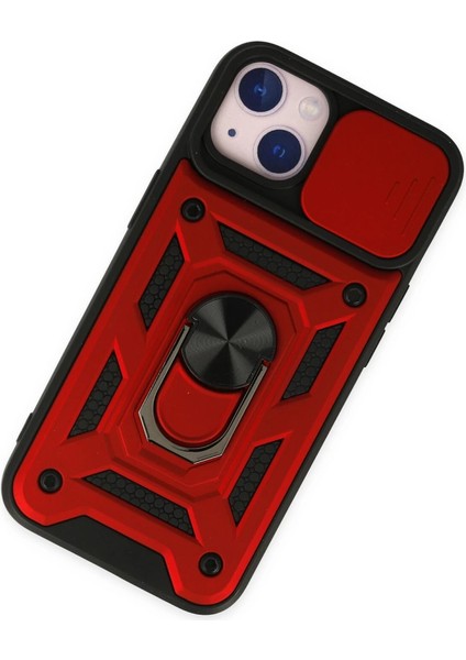 Iphone 14 Kılıf Pars Lens Yüzüklü Silikon - Kırmızı modelleri