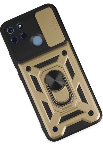 Realme C25Y Kılıf Pars Lens Yüzüklü Silikon - Gold modelleri