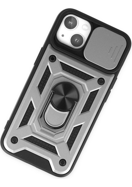 Iphone 14 Kılıf Pars Lens Yüzüklü Silikon - Gümüş modelleri