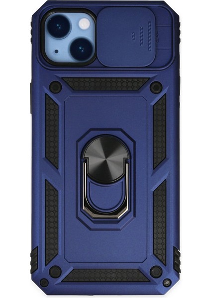 Iphone 14 Plus Kılıf Pars Lens Yüzüklü Silikon - Lacivert