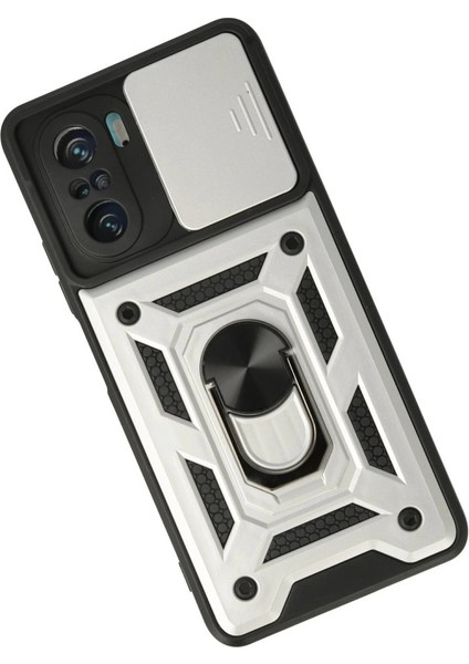 Xiaomi Poco F3 Kılıf Pars Lens Yüzüklü Silikon - Gümüş fiyatları