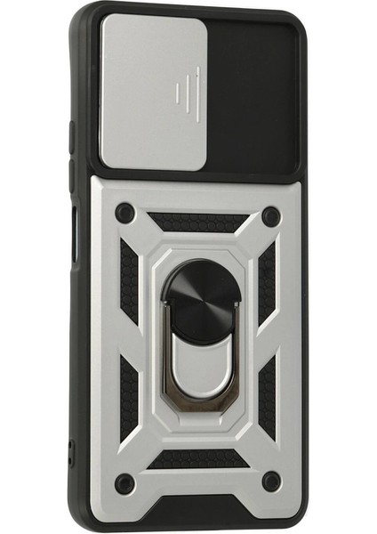 Xiaomi Poco F3 Kılıf Pars Lens Yüzüklü Silikon - Gümüş modelleri