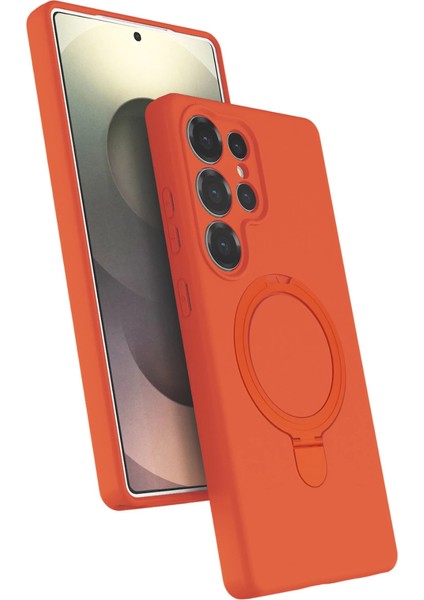Samsung Galaxy S24 Ultra Regal Magsafe Standlı Kapak - Turuncu