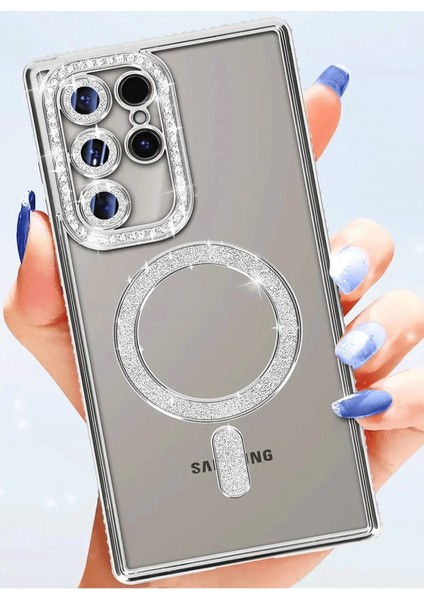 Samsung Galaxy S25 Ultra Kılıf Joke Simli Magneticsafe Kılıf - Pembe modelleri