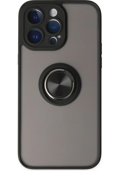 Iphone 14 Pro Max Kılıf Montreal Yüzüklü Silikon Kapak - Siyah