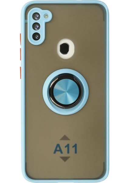Samsung Galaxy A11 Kılıf Montreal Yüzüklü Silikon Kapak - Buz Mavi