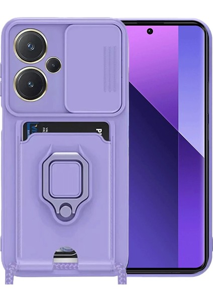 Xiaomi Redmi Note 13 Pro Plus Kılıf Zuma Kartvizitli Yüzüklü Silikon - Lila