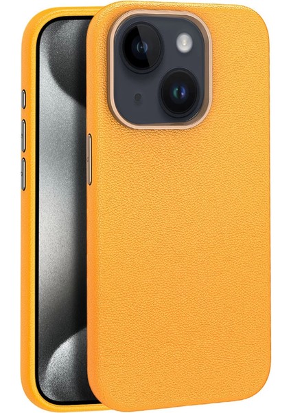 Joko Iphone 15 Kılıf Wonder Deri Magsafe Kapak - Turuncu
