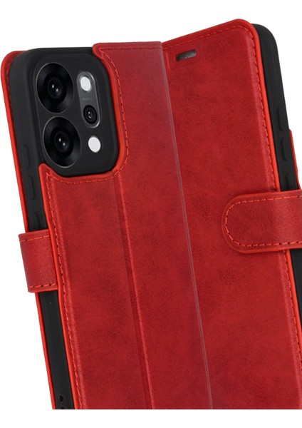 Oppo Reno 14 Trend S Plus Kapaklı Kılıf - Kırmızı modelleri