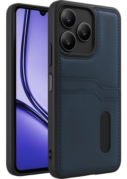 Realme Note 50 4g Kılıf Sara Kartvizitli Deri Kılıf - Lacivert