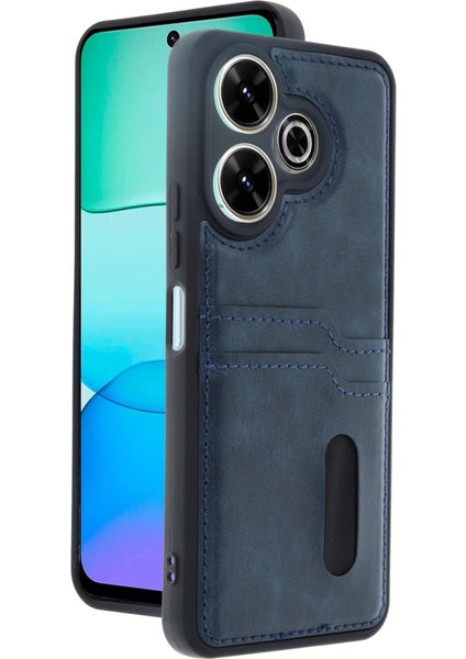 Xiaomi Redmi 13 4g Kılıf Sara Kartvizitli Deri Kılıf - Lacivert