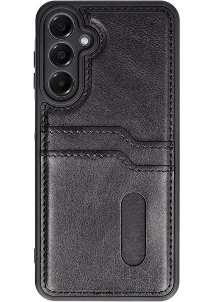 Samsung Galaxy A25 5g Kılıf Sara Kartvizitli Deri Kılıf - Siyah