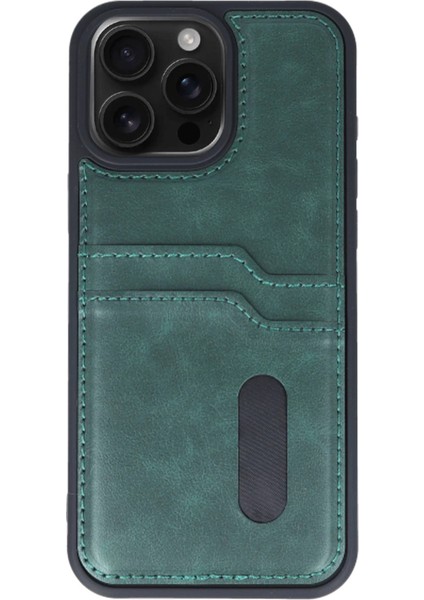 Iphone 15 Pro Max Kılıf Sara Kartvizitli Deri Kılıf - Koyu Yeşil fiyatları
