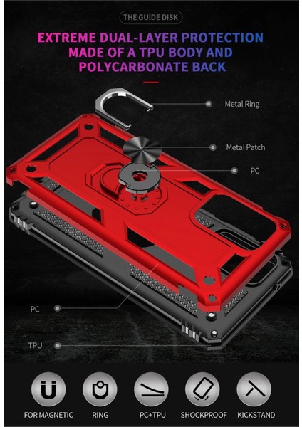 Samsung Galaxy A33 5g Kılıf Sofya Yüzüklü Silikon Kapak - Kırmızı