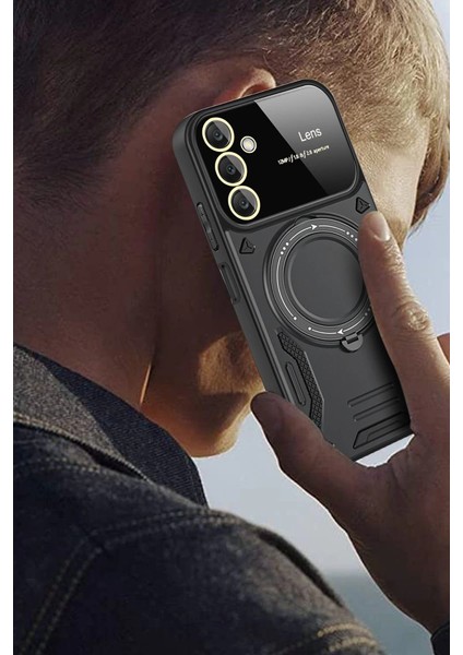 Samsung Galaxy S25 Plus Kılıf Joy Lens Standlı Kapak - Kırmızı modelleri