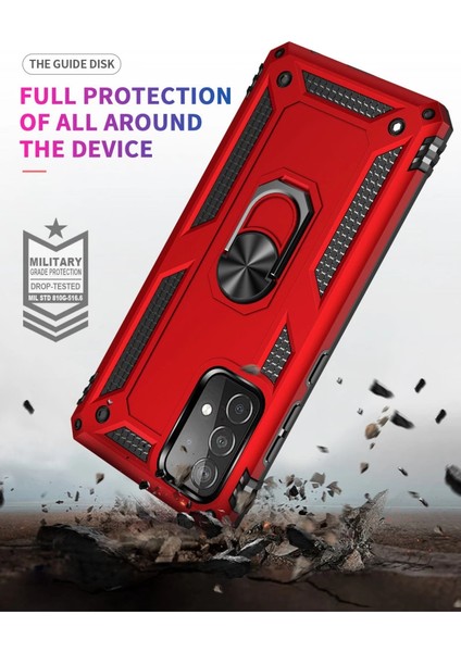 Samsung Galaxy A33 5g Kılıf Sofya Yüzüklü Silikon Kapak - Kırmızı