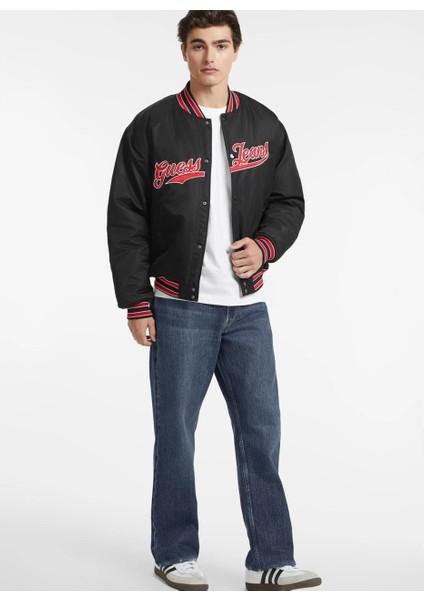 Guess GJ BOMBER WITH PATCH Erkek Siyah Ceket M5RL54WHAA2-JBLK