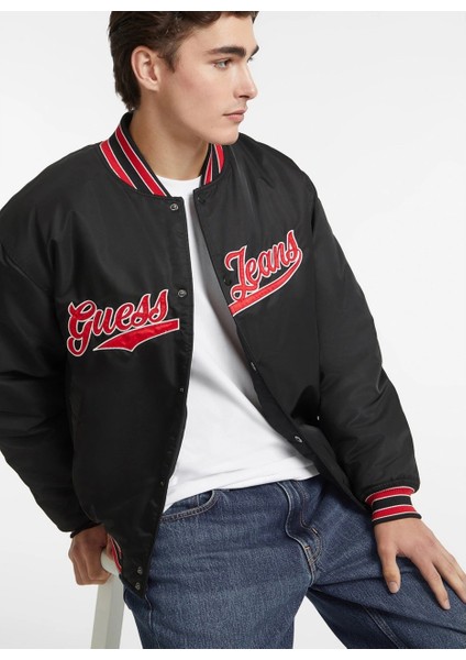Guess GJ BOMBER WITH PATCH Erkek Siyah Ceket M5RL54WHAA2-JBLK