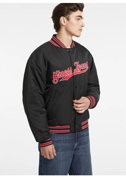 Guess GJ BOMBER WITH PATCH Erkek Siyah Ceket M5RL54WHAA2-JBLK