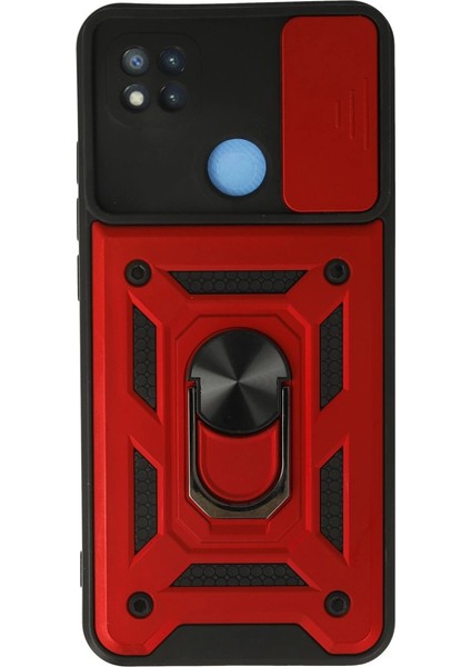 Xiaomi Redmi 9c Kılıf Pars Lens Yüzüklü Silikon - Kırmızı