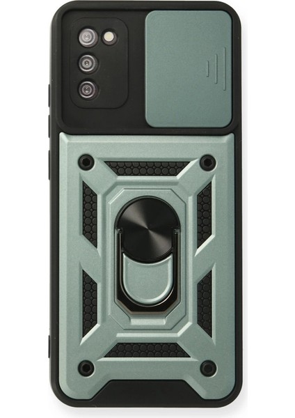 Samsung Galaxy A03S Kılıf Pars Lens Yüzüklü Silikon - Yeşil