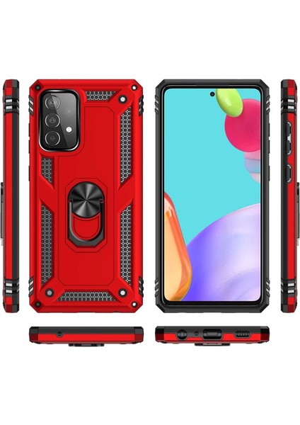 Samsung Galaxy A52 Kılıf Sofya Yüzüklü Silikon Kapak - Kırmızı modelleri
