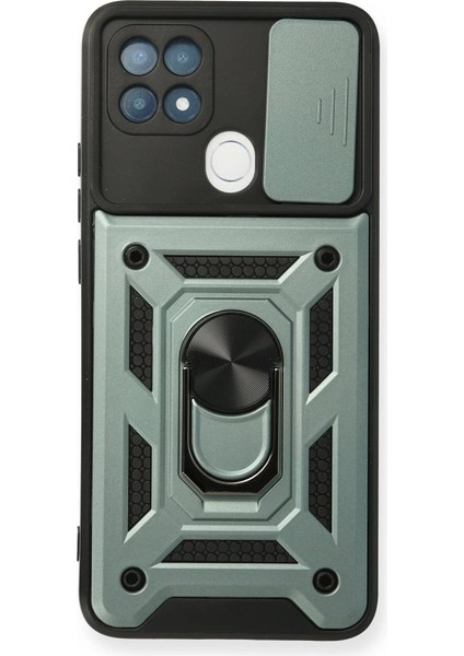 Oppo A15 Kılıf Pars Lens Yüzüklü Silikon - Yeşil