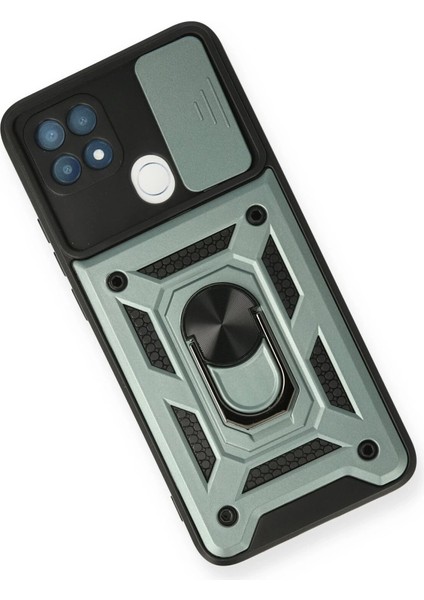 Oppo A15 Kılıf Pars Lens Yüzüklü Silikon - Yeşil modelleri