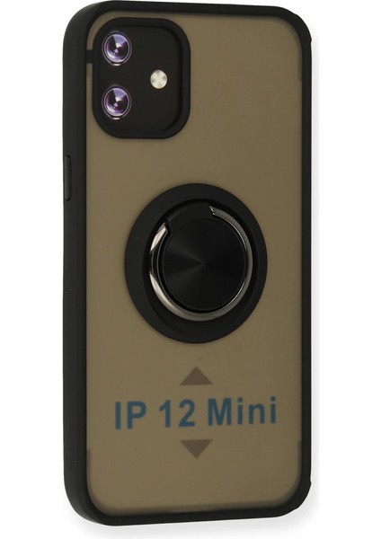 Iphone 12 Mini Kılıf Montreal Yüzüklü Silikon Kapak - Siyah fiyatları