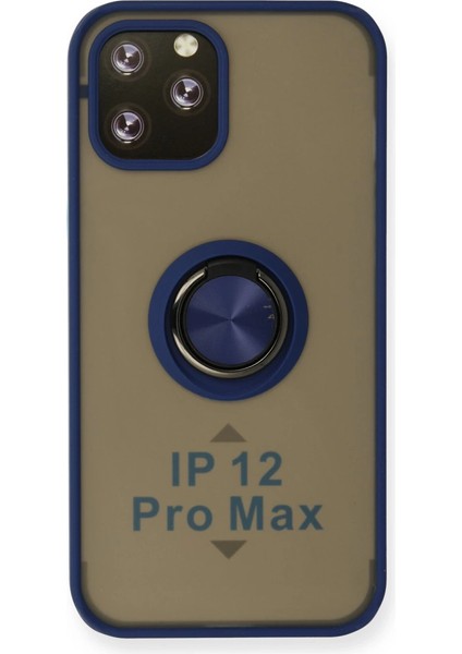 Iphone 12 Pro Kılıf Montreal Yüzüklü Silikon Kapak - Lacivert