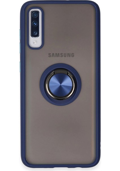 Samsung Galaxy A70 Kılıf Montreal Yüzüklü Silikon Kapak - Lacivert