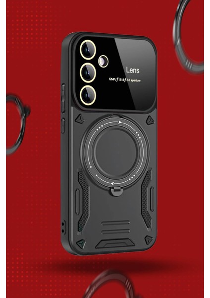 Samsung Galaxy S24 Fe Kılıf Joy Lens Standlı Kapak - Kırmızı fırsatları