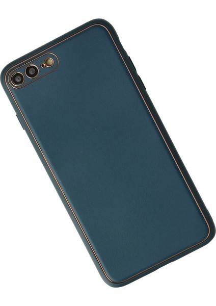 Iphone 7 Plus Kılıf Coco Deri Silikon Kapak - Mavi modelleri