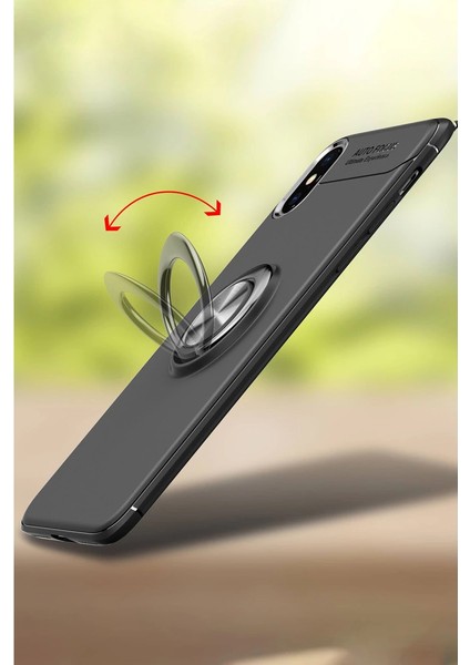 Iphone Xs Max Kılıf Range Yüzüklü Silikon - Siyah-Gold modelleri