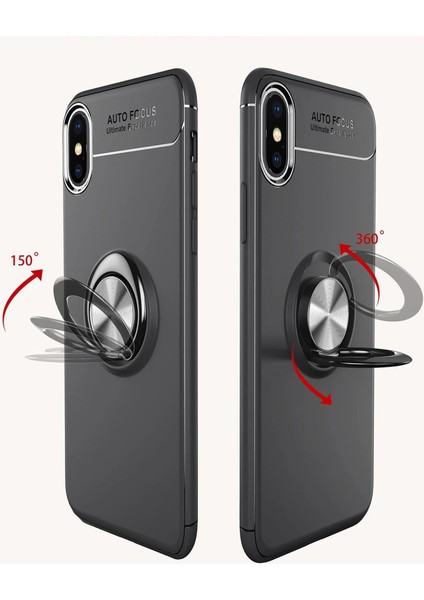 Iphone Xs Max Kılıf Range Yüzüklü Silikon - Siyah-Gold fırsatları