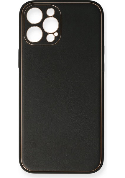 Iphone 12 Pro Kılıf Coco Deri Silikon Kapak - Siyah