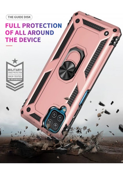 Samsung Galaxy A22 Kılıf Sofya Yüzüklü Silikon Kapak - Rose