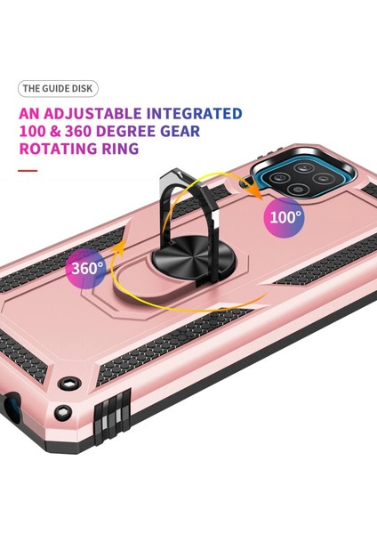 Samsung Galaxy A22 Kılıf Sofya Yüzüklü Silikon Kapak - Rose