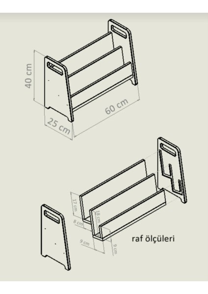 Montessori Mdf Çok Kullanışlı Kitaplık fiyatları