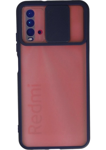 Xiaomi Redmi 9t Kılıf Palm Buzlu Kamera Sürgülü Silikon - Lacivert
