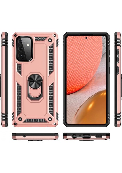 Samsung Galaxy A72 Kılıf Sofya Yüzüklü Silikon Kapak - Rose modelleri