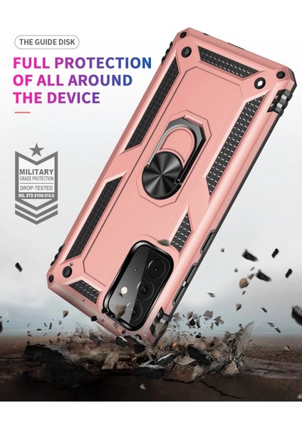 Samsung Galaxy A72 Kılıf Sofya Yüzüklü Silikon Kapak - Rose